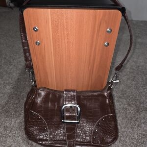 Brown Crocodile Pattern Shoulder Bag